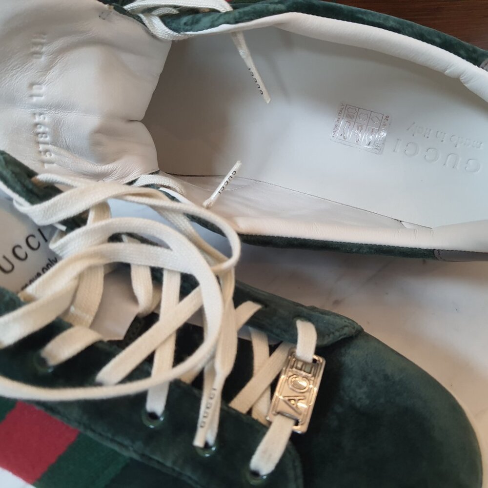 GUCCI new sneakers Ace 'Green Velvet' 757893 - Picture 16 of 16